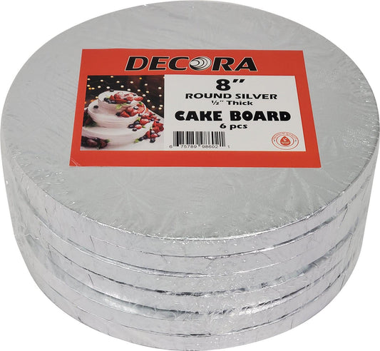 Decora - 8" 1/2" Round Cake Drum - Silver